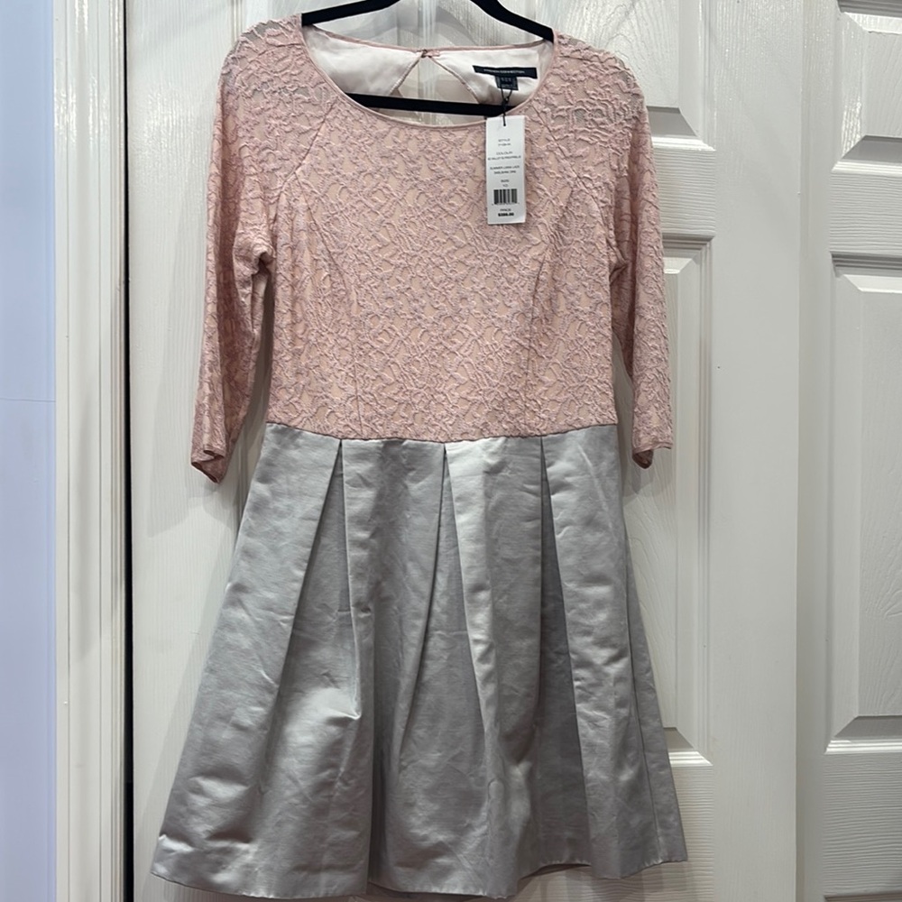 French Connection Pink and Silver Fit and Flare Dress